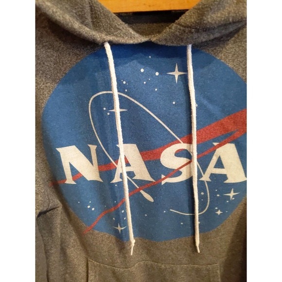 Buzz Aldrin NASA Hoodie Gray Drawstring Pullover Hooded Sweatshirt Men's Small - Picture 3 of 5